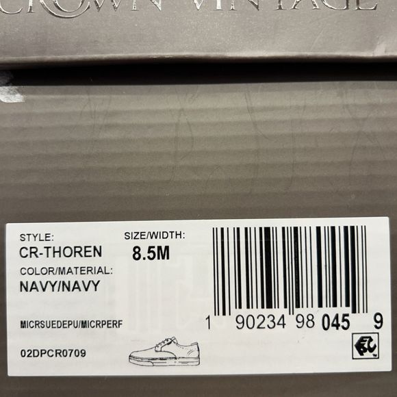 Crown Vintage Shoes Thoren Navy Brown White Sneaker Men Sz 8.5 NEW - Picture 11 of 11